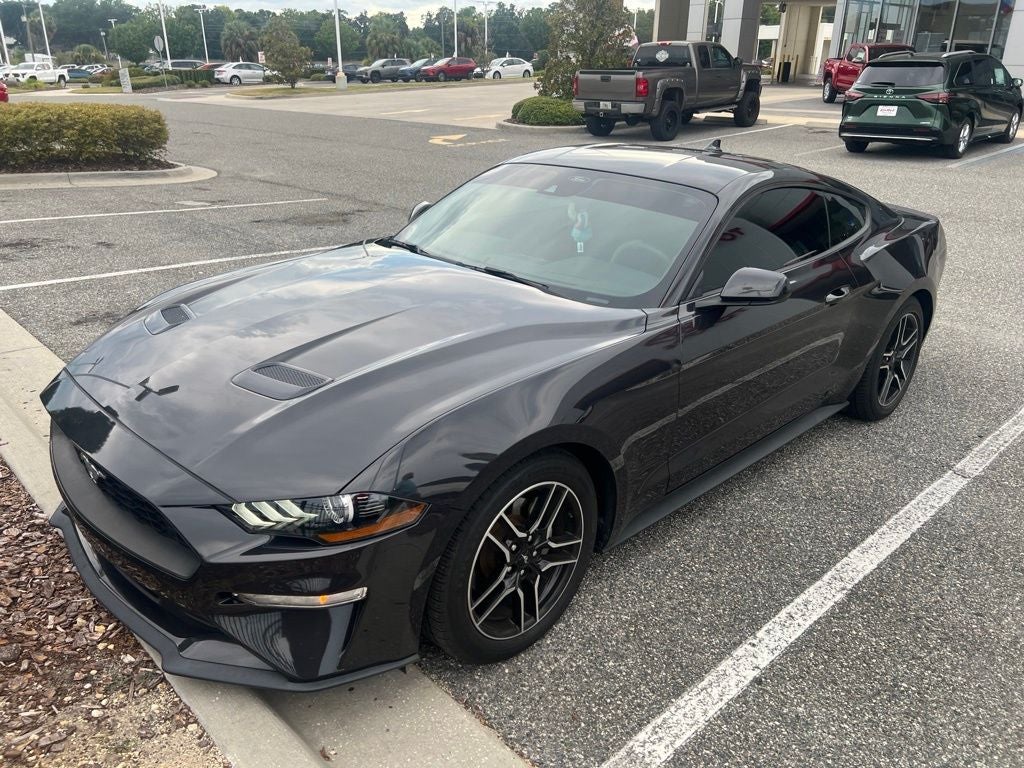 2022 Ford Mustang EcoBoost in Dark Matter Gray Metallic — front three-quarter view