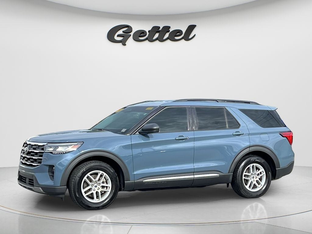 2025 Ford Explorer Active in Vapor Blue — front three-quarter view