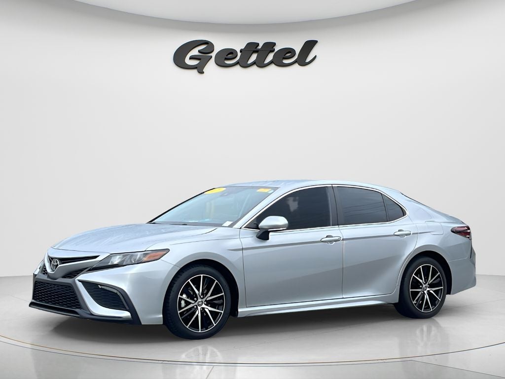 2023 Toyota Camry SE in Celestial Silver Metallic — front three-quarter view