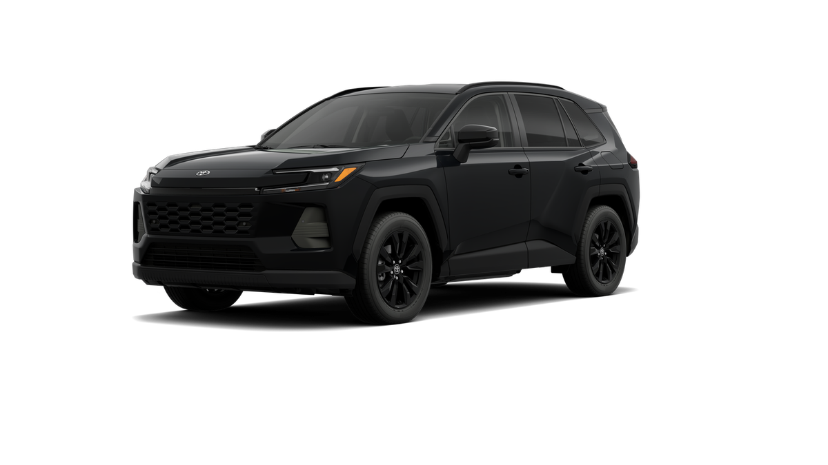 2026 Toyota RAV4 XLE Premium in Midnight Black Metallic — front three-quarter view