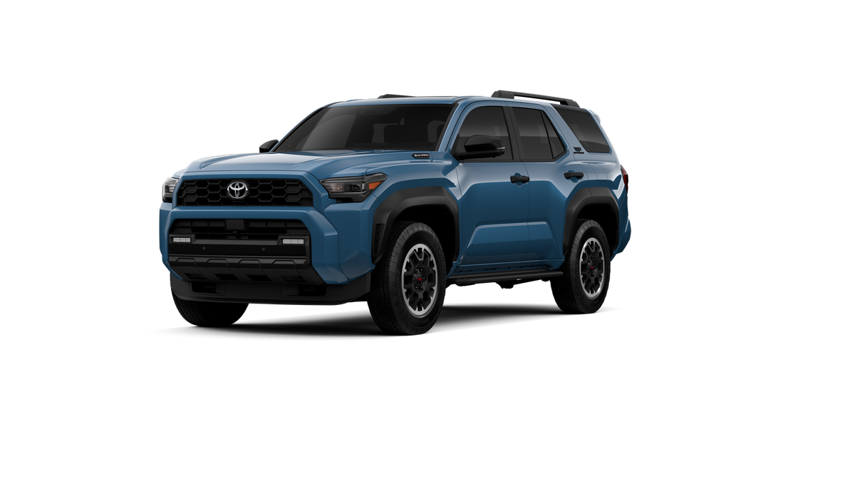 2026 Toyota 4Runner i-FORCE MAX 4Runner TRD Off-Road Premium in Heritage Blue — front three-quarter view